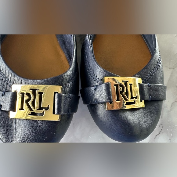 Lauren Ralph Lauren Betty navy blue leather ballet flats - Picture 7 of 10